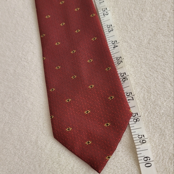 Made in Italy Jacquard Polyester Tie EUC Brick Red & Gold - Picture 5 of 9